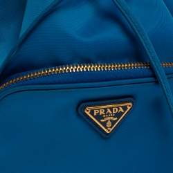 Pre Owned Prada Two Tone Blue Nylon Duet Drawstring Shoulder Bag