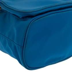 Pre Owned Prada Two Tone Blue Nylon Duet Drawstring Shoulder Bag