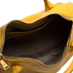 Pre Owned Prada Yellow Vitello Daino Leather Sacca 2 Manici Hobo