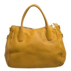Pre Owned Prada Yellow Vitello Daino Leather Sacca 2 Manici Hobo