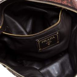 Pre Owned Prada Brown Python Jewel Embellished Shoulder Bag