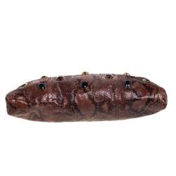 Pre Owned Prada Brown Python Jewel Embellished Shoulder Bag