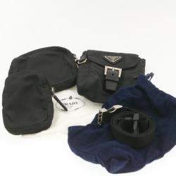 Pre Owned Prada Black Nylon Set of Three Waist Bag