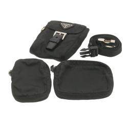 Pre Owned Prada Black Nylon Set of Three Waist Bag