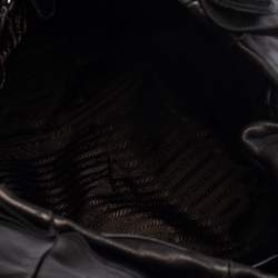 Pre Owned Prada Metallic Dark Brown Leather Ruffle Hobo