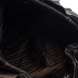 Pre Owned Prada Metallic Dark Brown Leather Ruffle Hobo