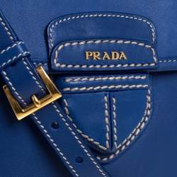 Pre Owned Prada Blue Leather Flap Shoulder Bag