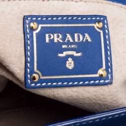 Pre Owned Prada Blue Leather Flap Shoulder Bag