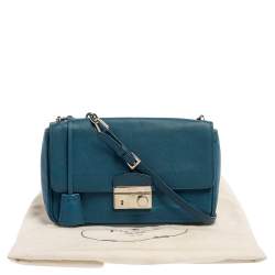 Pre Owned Prada Blue Leather Shoulder Bag