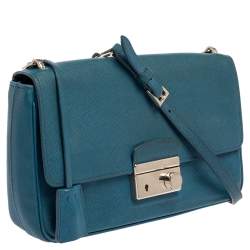 Pre Owned Prada Blue Leather Shoulder Bag