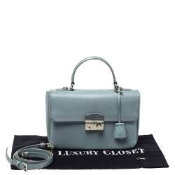 Pre Owned Prada Light Blue Saffiano Leather Sound Top Handle Bag