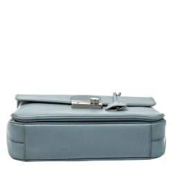 Pre Owned Prada Light Blue Saffiano Leather Sound Top Handle Bag