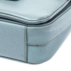Pre Owned Prada Light Blue Saffiano Leather Sound Top Handle Bag