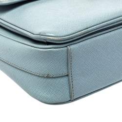 Pre Owned Prada Light Blue Saffiano Leather Sound Top Handle Bag
