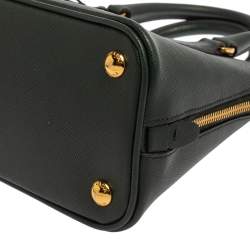 Pre Owned Prada Dark Green Saffiano Lux Leather Small Promenade Satchel