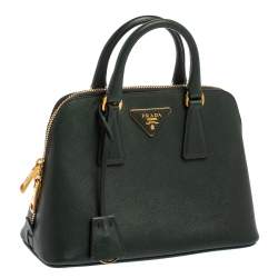 Pre Owned Prada Dark Green Saffiano Lux Leather Small Promenade Satchel
