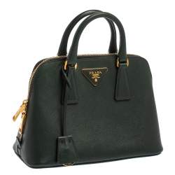 Prada Dark Green Saffiano Lux Leather Small Promenade Satchel