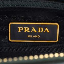 Pre Owned Prada Dark Green Saffiano Lux Leather Small Promenade Satchel