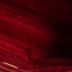 Pre Owned Prada Red Saffiano Lux Leather Large Double Zip Tote