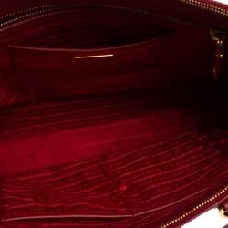 Pre Owned Prada Red Saffiano Lux Leather Large Double Zip Tote