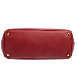Pre Owned Prada Red Saffiano Lux Leather Large Double Zip Tote