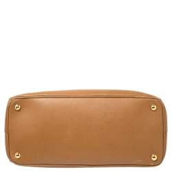Pre Owned Prada Tan Saffiano Lux Leather Medium Galleria Double Zip Tote