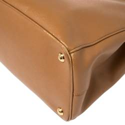 Pre Owned Prada Tan Saffiano Lux Leather Medium Galleria Double Zip Tote