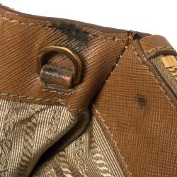 Pre Owned Prada Tan Saffiano Lux Leather Medium Galleria Double Zip Tote