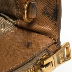 Pre Owned Prada Tan Saffiano Lux Leather Medium Galleria Double Zip Tote