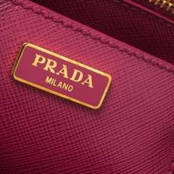 Pre Owned Prada Fuchsia Saffiano Lux Leather Micro Galleria Tote