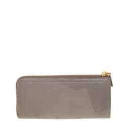 Pre Owned Prada Taupe Leather Zip Around Wallet