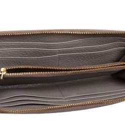 Pre Owned Prada Taupe Leather Zip Around Wallet