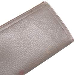 Pre Owned Prada Taupe Leather Zip Around Wallet