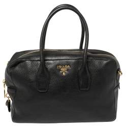 Pre Owned Prada Black Leather Bauletto Satchel