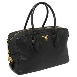 Pre Owned Prada Black Leather Bauletto Satchel