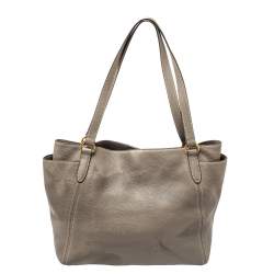 Pre Owned Prada Taupe Vitello Daino Leather Manici Shopper Tote