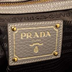 Pre Owned Prada Taupe Vitello Daino Leather Manici Shopper Tote