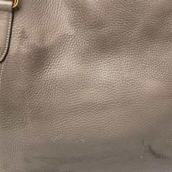 Pre Owned Prada Taupe Vitello Daino Leather Manici Shopper Tote