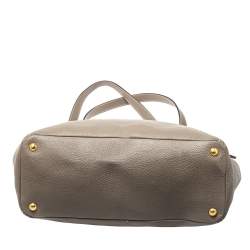 Pre Owned Prada Taupe Vitello Daino Leather Manici Shopper Tote