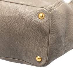 Pre Owned Prada Taupe Vitello Daino Leather Manici Shopper Tote