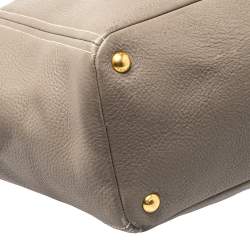 Pre Owned Prada Taupe Vitello Daino Leather Manici Shopper Tote