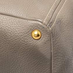 Pre Owned Prada Taupe Vitello Daino Leather Manici Shopper Tote