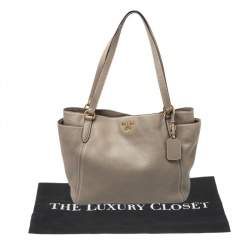 Pre Owned Prada Taupe Vitello Daino Leather Manici Shopper Tote