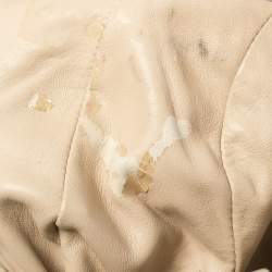 Pre Owned Prada Gold/Beige Stripe Leather Hobo