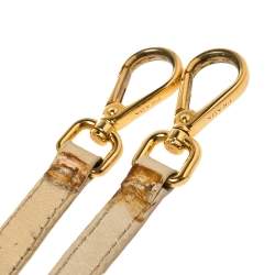 Pre Owned Prada Gold/Beige Stripe Leather Hobo