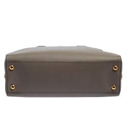 Pre Owned Prada Grey Saffiano Lux Leather Pyramid Frame Satchel