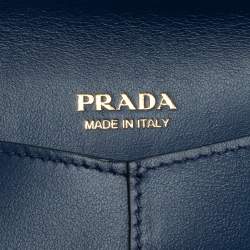 مملوكة مسبقًا Prada Blue Saffiano Leather Envelope Wristlet Clutch 