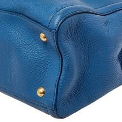 مملوكة مسبقًا Prada Blue Vitello Daino Leather Tote