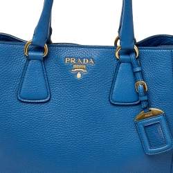 مملوكة مسبقًا Prada Blue Vitello Daino Leather Tote