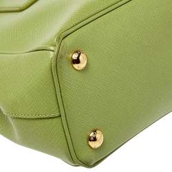 Pre Owned حقيبة يد برادا صغيرة سحاب مزدوج جلد سافيانو لوكس أخضر